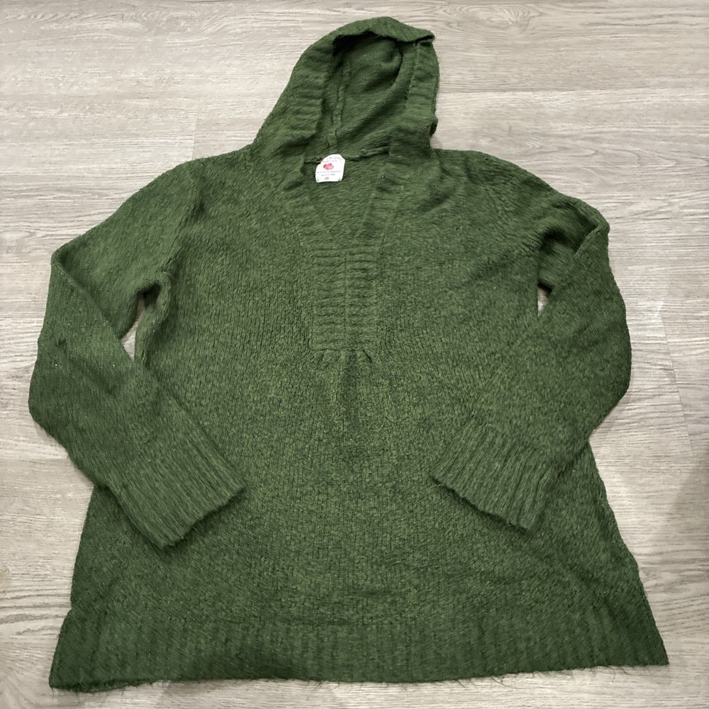 Two Hearts Maternity Hooded Green Long Sleeve Sweater | Size XL
